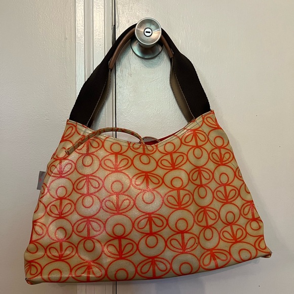 Orla Kiley Beige and Red Patterned Hobo Bag - Picture 2 of 5